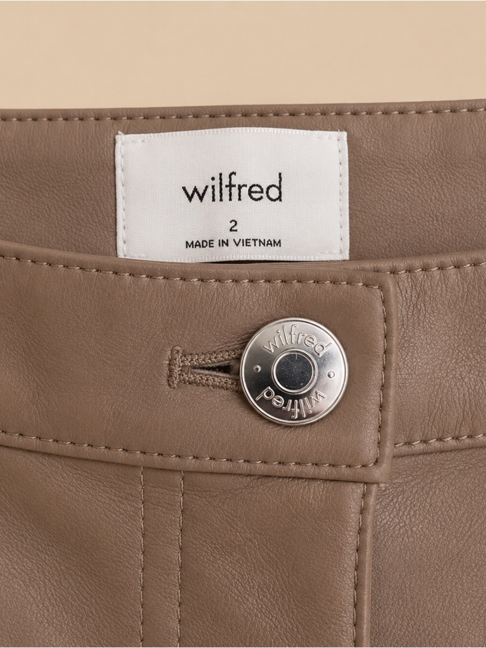 Aritzia Wilfred Taupe Faux-Leather Straight Jeans - Picture 3 of 3
